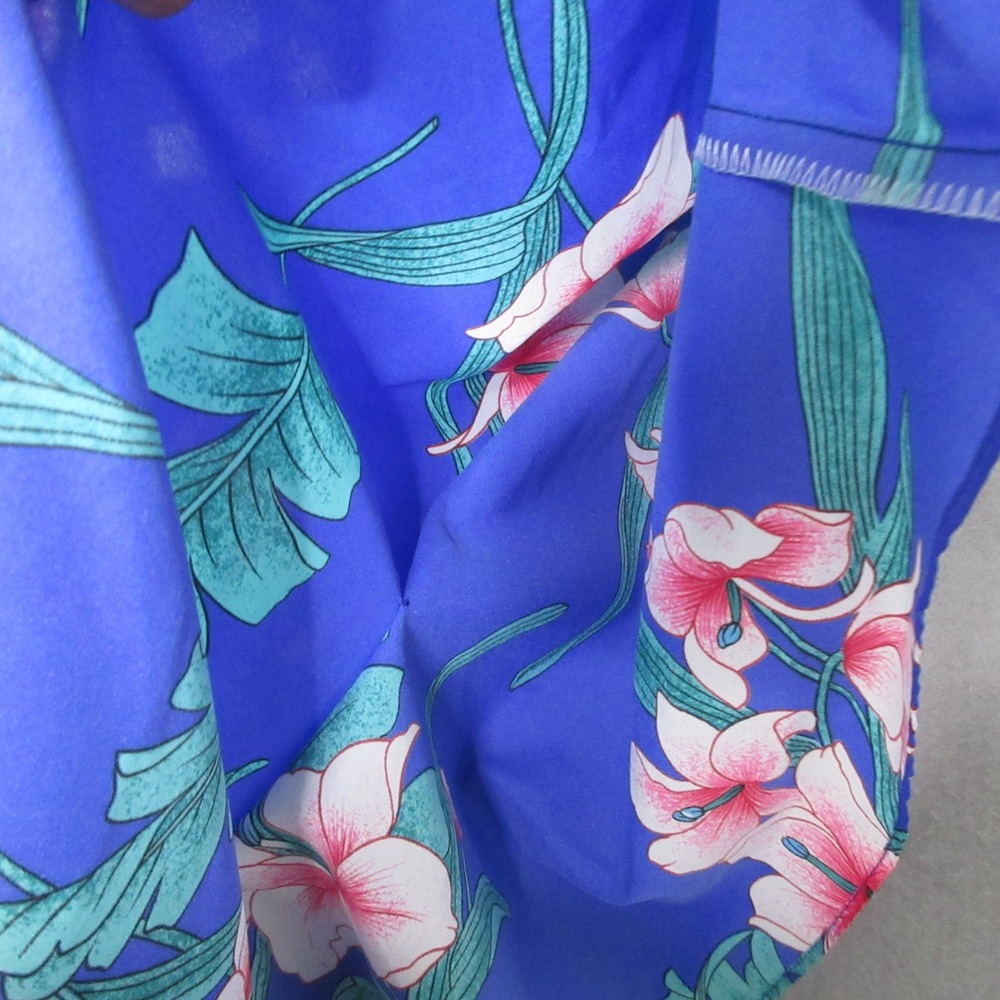Vintage Hilo Hatties‎ Top Poncho Queen Blue Floral Hawaiian Luau Aloha USA NWT - Picture 6 of 10